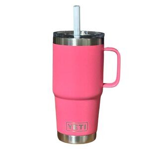 LASER ENGRAVED PERSONALIZATION YETI 25oz. STRAW LID TUMBLER IN TROPICAL PINK